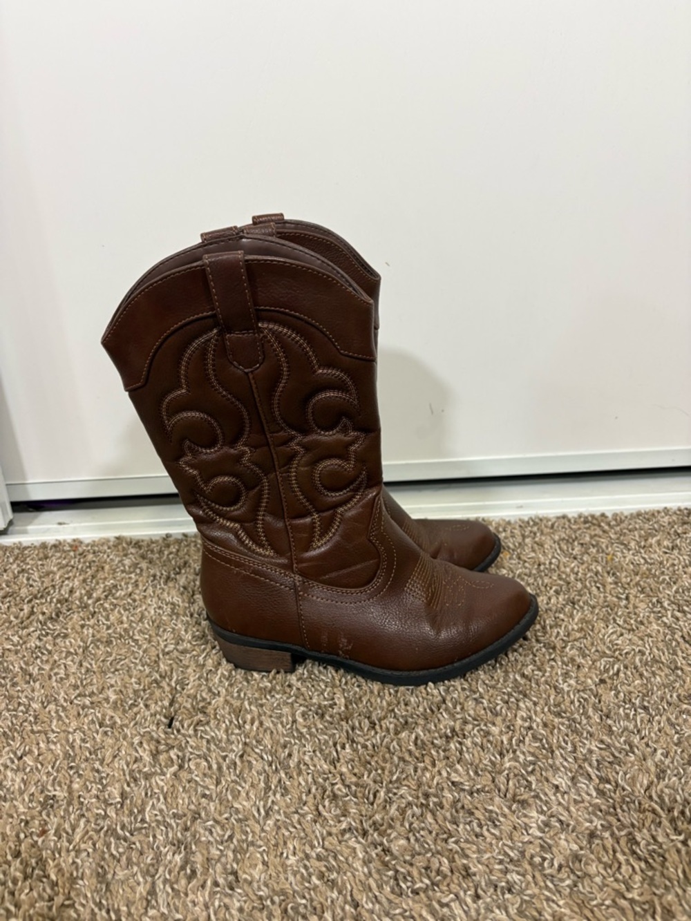 Cat & Jack Kids Girls Montana Side Cowgirl Western Boots Brown - Size 13 - EUC - Picture 4 of 8